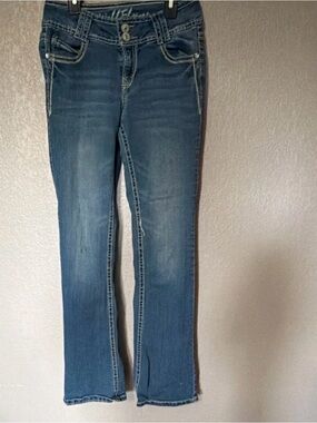 Wallflower Women's Boot Cut Jeans in Blue Wash